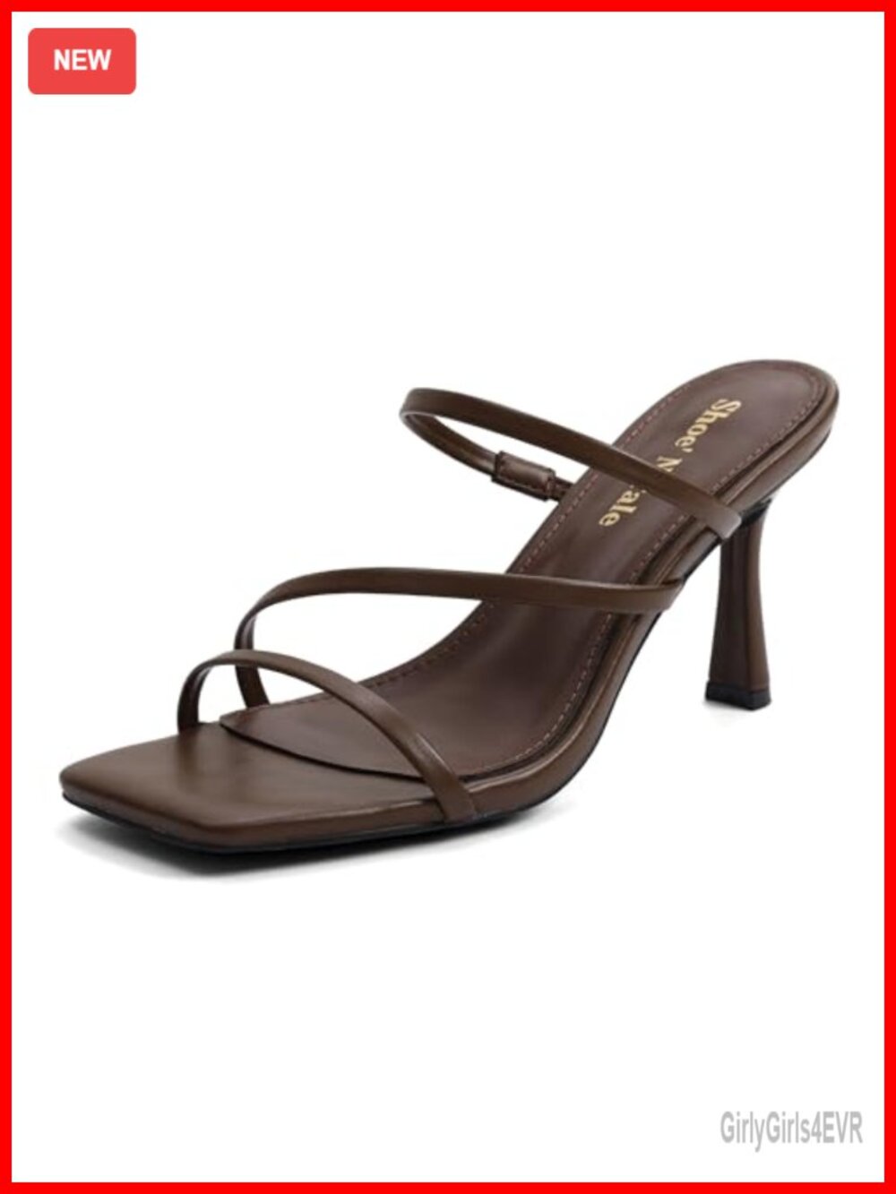Faux Leather Strappy Square Toe Stiletto Mule Sandals